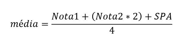 calculo da media sem Nota SPA